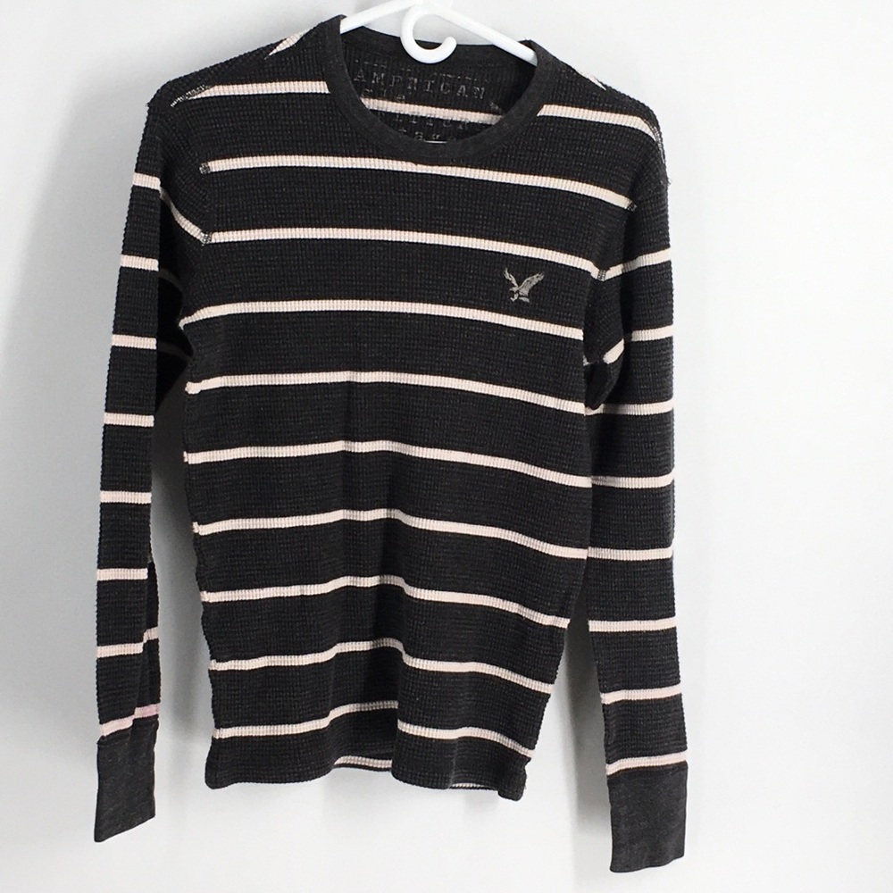 American Eagle Striped LIGHT Knit Tee Top … - Picture 2 of 5